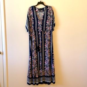 MINKPINK Navy Floral Maxi Dress - Size S